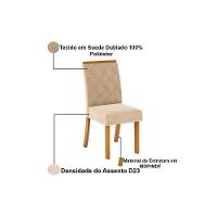 Conjunto: Mesa Sala Jantar Luiza c/ Tampo Madeirado c/ Vidro Canto Reto 160cm + 6 Cadeiras Vita Nature/Veludo Light Bege Vanilla - Henn - 2