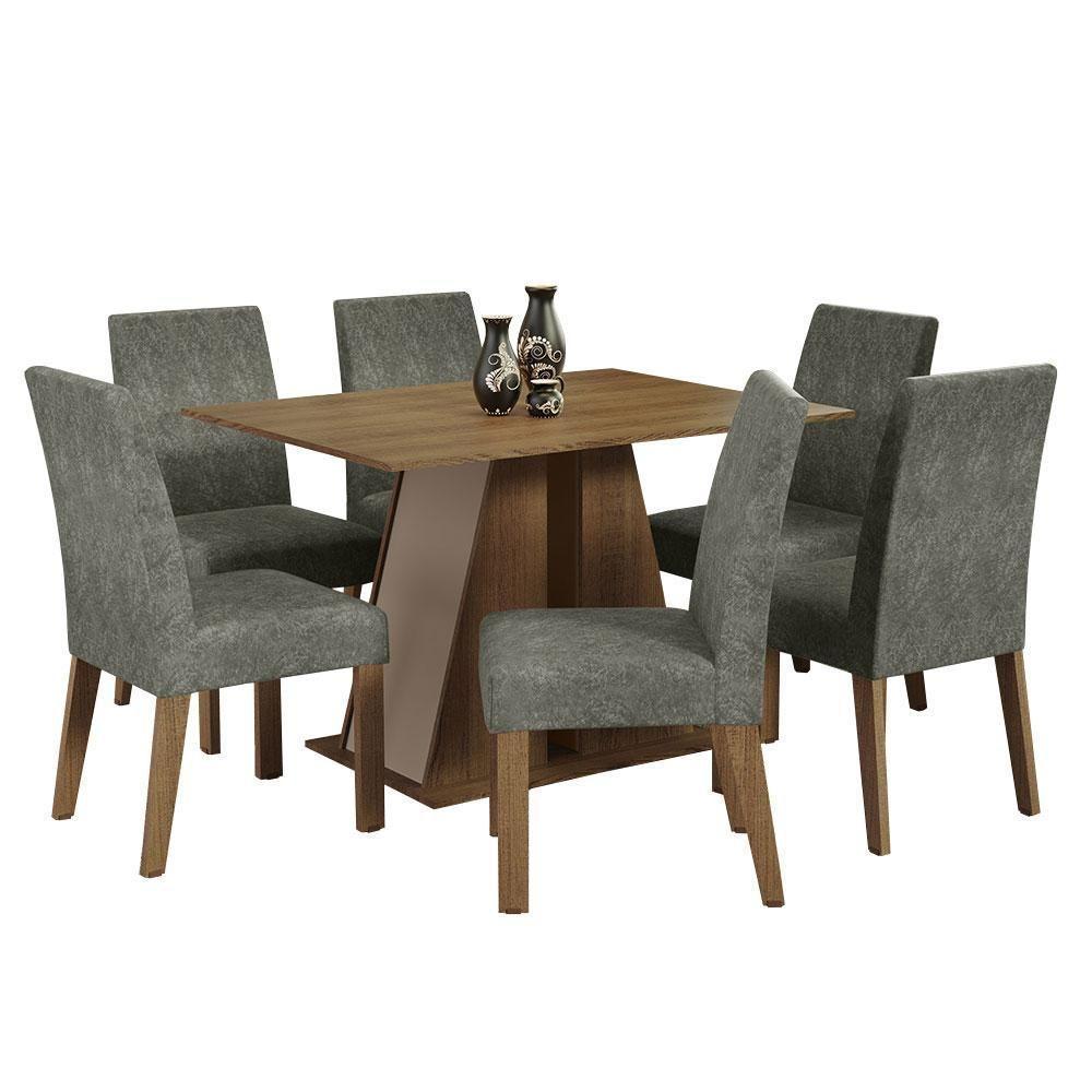 Conjunto Sala De Jantar Mesa Tampo De Madeira 6 Cadeiras Rustic/crema/silver Cheryl Madesa Rustic/crema/silver - 5