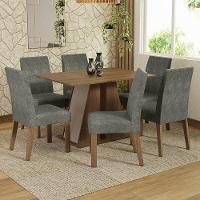 Conjunto Sala De Jantar Mesa Tampo De Madeira 6 Cadeiras Rustic/crema/silver Cheryl Madesa Rustic/crema/silver - 1