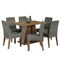 Conjunto Sala De Jantar Mesa Tampo De Madeira 6 Cadeiras Rustic/crema/silver Cheryl Madesa Rustic/crema/silver - 5