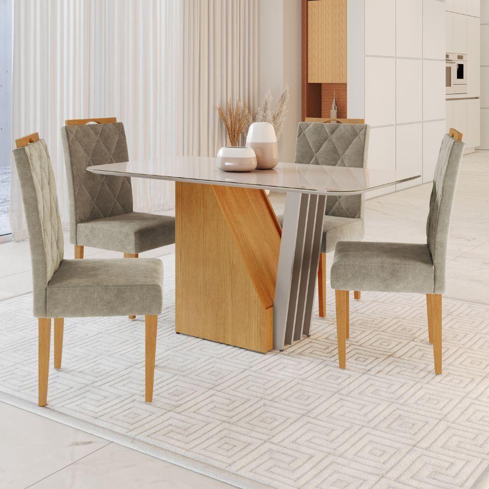 Conjunto Mesa De Jantar Harpa Off White 1,20 M Com 4 Cadeiras - 2