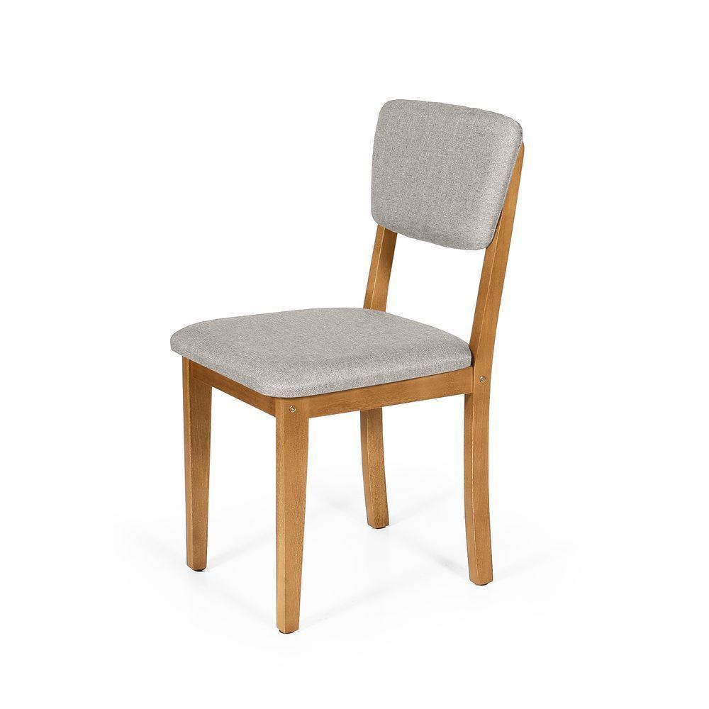 Mesa De Jantar Redonda Gabi Bran/nor Com 4 Cadeiras Estofadas Ella Cinza Claro - 4