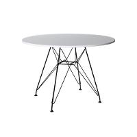 Mesa Sala De Jantar Redonda 90Cm Branca Com 4 Poltronas Brancas Ferro Preto Branco - 5