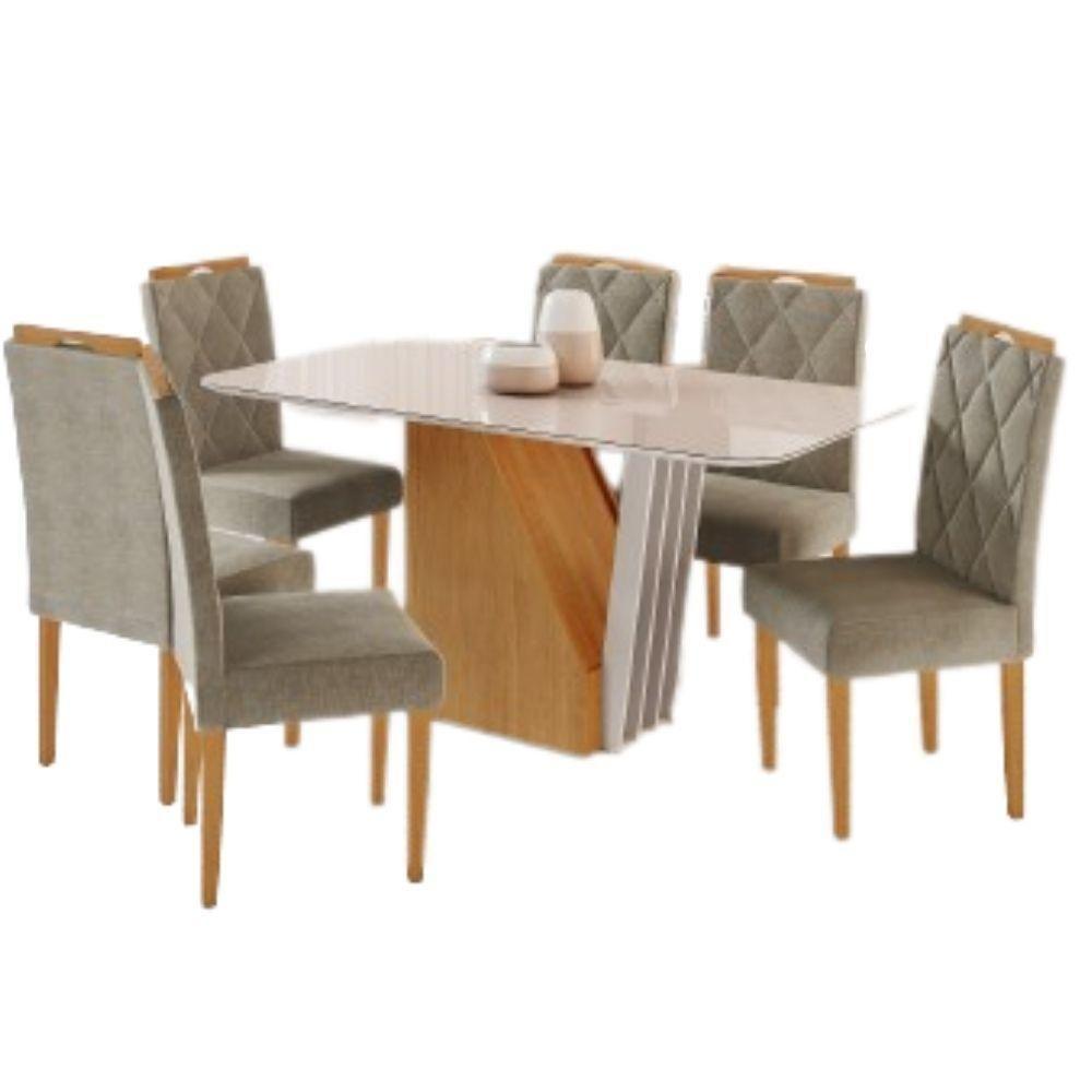 Conjunto Mesa De Jantar Harpa Grafite 1,60 M Com 6 Cadeiras - 1