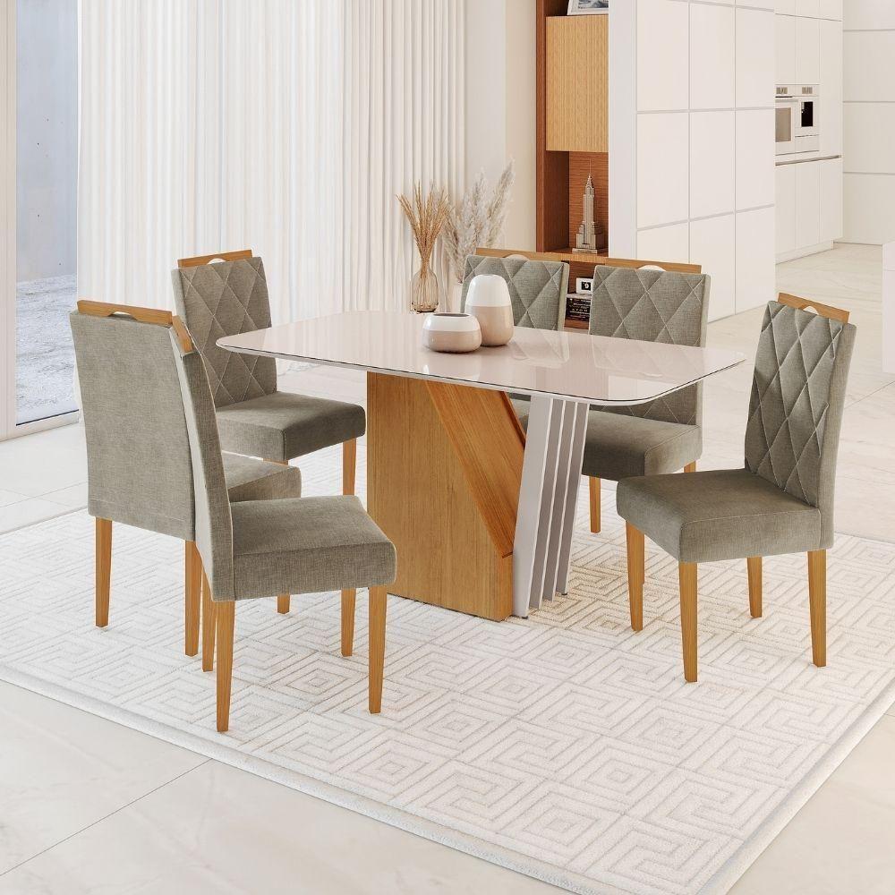 Conjunto Mesa De Jantar Harpa Grafite 1,60 M Com 6 Cadeiras - 2