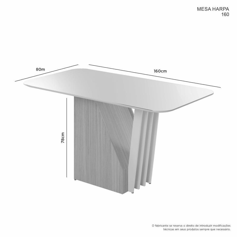 Conjunto Mesa De Jantar Harpa Grafite 1,60 M Com 6 Cadeiras - 6