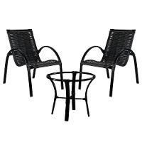 Conjunto 2 Cadeiras Em Alumínio E Mesa De Centro Preto - 1