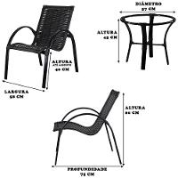 Conjunto 2 Cadeiras Em Alumínio E Mesa De Centro Preto - 2