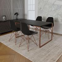 Mesa Industrial Base Ferro Cobre 137X90 Tampo Preto 4 Cadeiras Eiffel Ferro Cobre Assento Preto - 1