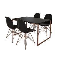 Mesa Industrial Base Ferro Cobre 137X90 Tampo Preto 4 Cadeiras Eiffel Ferro Cobre Assento Preto - 6