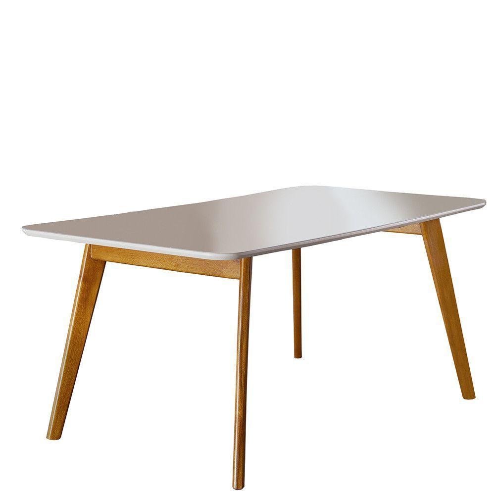 Conjunto Sala De Jantar 6 Lugares Mesa Slim Cadeiras Veludo Azul Marinho Mel/off-white/azul Marinho - 6