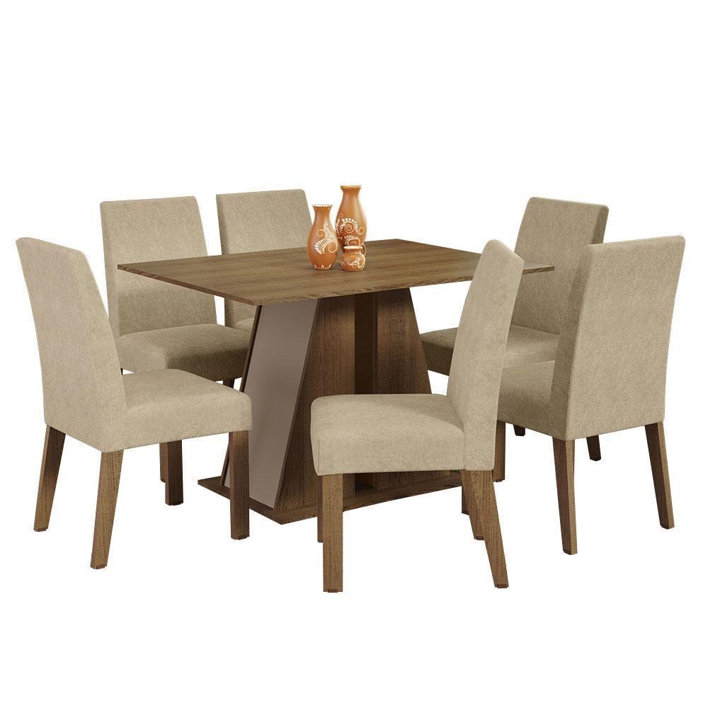 Conjunto Sala De Jantar Mesa Tampo De Madeira 6 Cadeiras Rustic/crema/imperial Cheryl Madesa Rustic/crema/imperial - 7