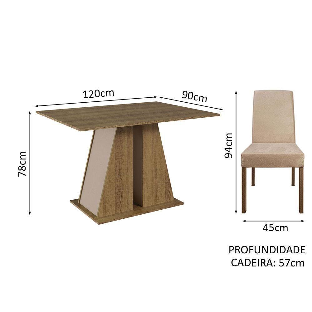 Conjunto Sala De Jantar Mesa Tampo De Madeira 6 Cadeiras Rustic/crema/imperial Cheryl Madesa Rustic/crema/imperial - 9