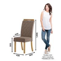 Conjunto Sala De Jantar Tampo Mdf Canto Reto 120 Cm 4 Cadeiras Amélia Henn Off White Com Nature E Marrom Amêndoa - 10