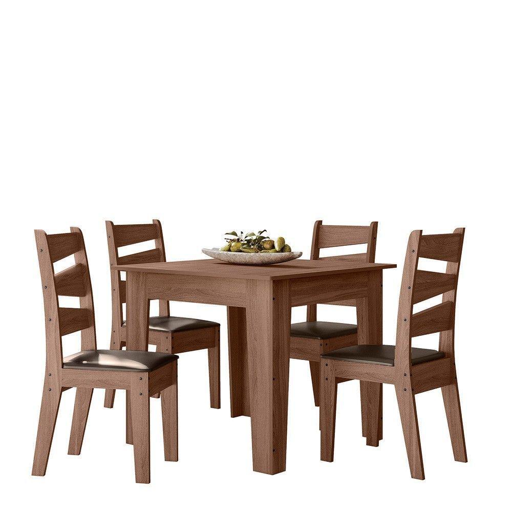 Conjunto Sala De Jantar0,90 Com 4 Cadeiras Amêndoa 61C - 4