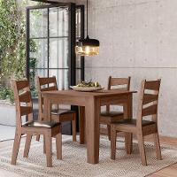 Conjunto Sala De Jantar0,90 Com 4 Cadeiras Amêndoa 61C - 1