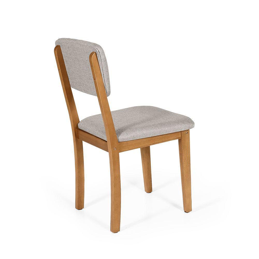 Mesa De Jantar Redonda Gabi Pret/nor Com 4 Cadeiras Estofadas Ella Cinza Claro - 4