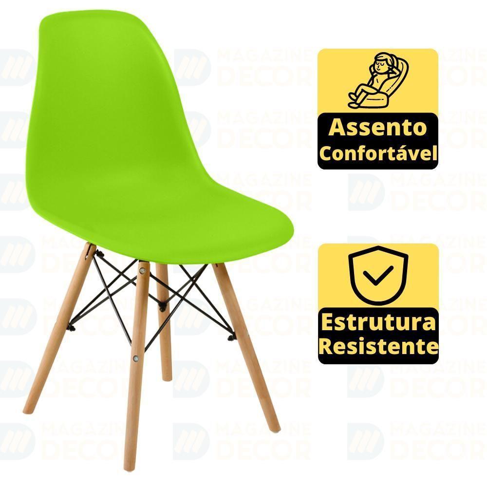 Conjunto Mesa De Jantar Redonda Talia Amadeirada Natural 120cm Com 4 Cadeiras Eames Eiffel - Verde - 4