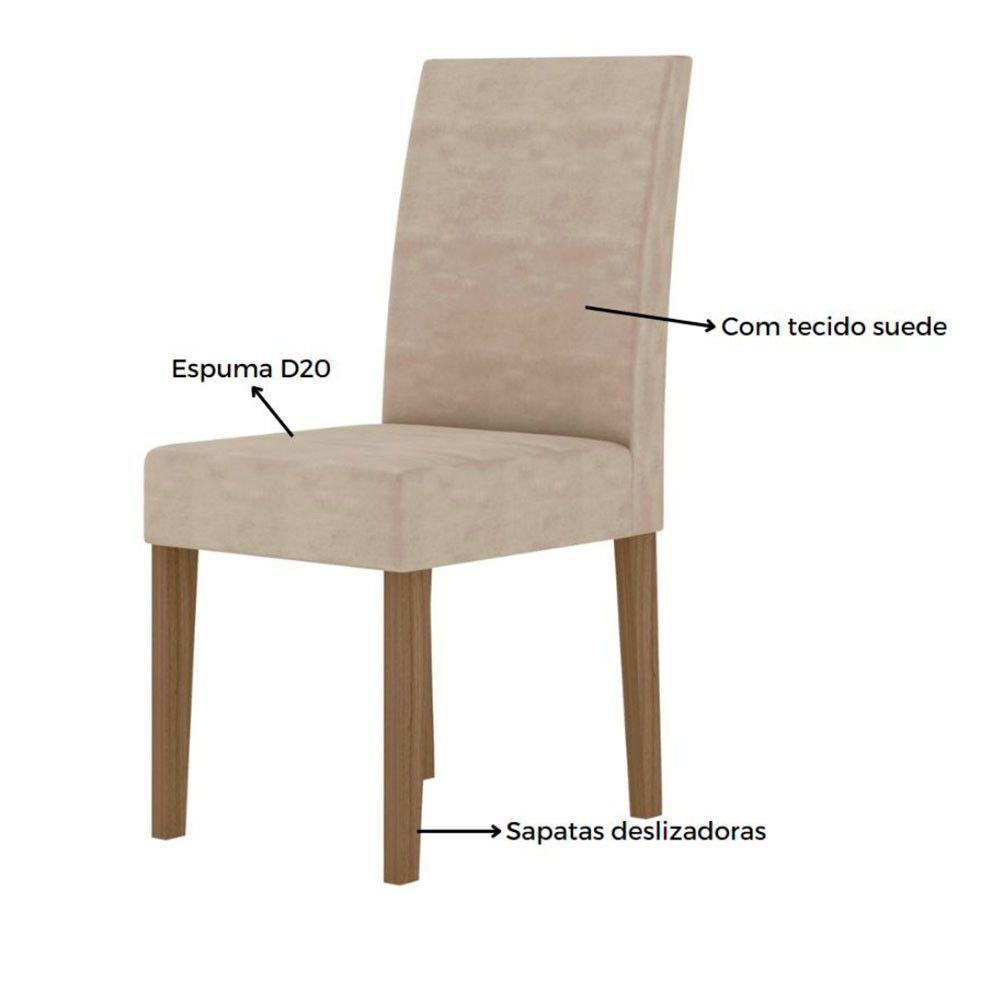 Conjunto Sala De Jantar Retangular Mesa Helo 120cm E 04 Cadeiras Josi Carvalho Com Grafite - 6