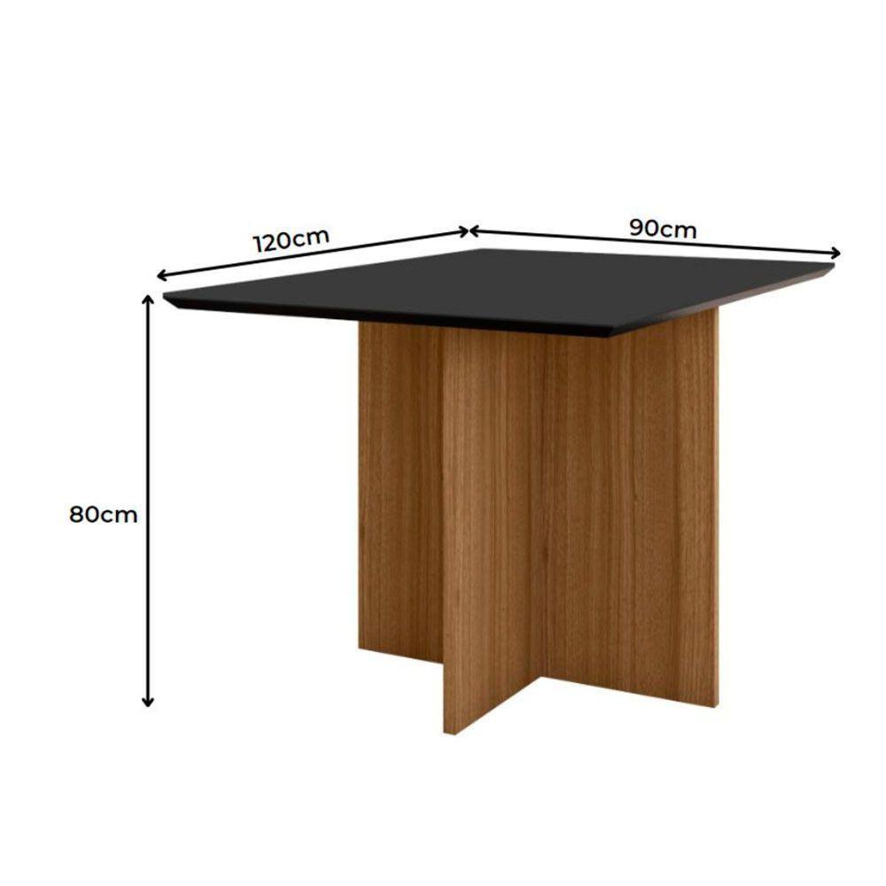 Conjunto Sala De Jantar Retangular Mesa Helo 120cm E 04 Cadeiras Josi Carvalho Com Grafite - 8