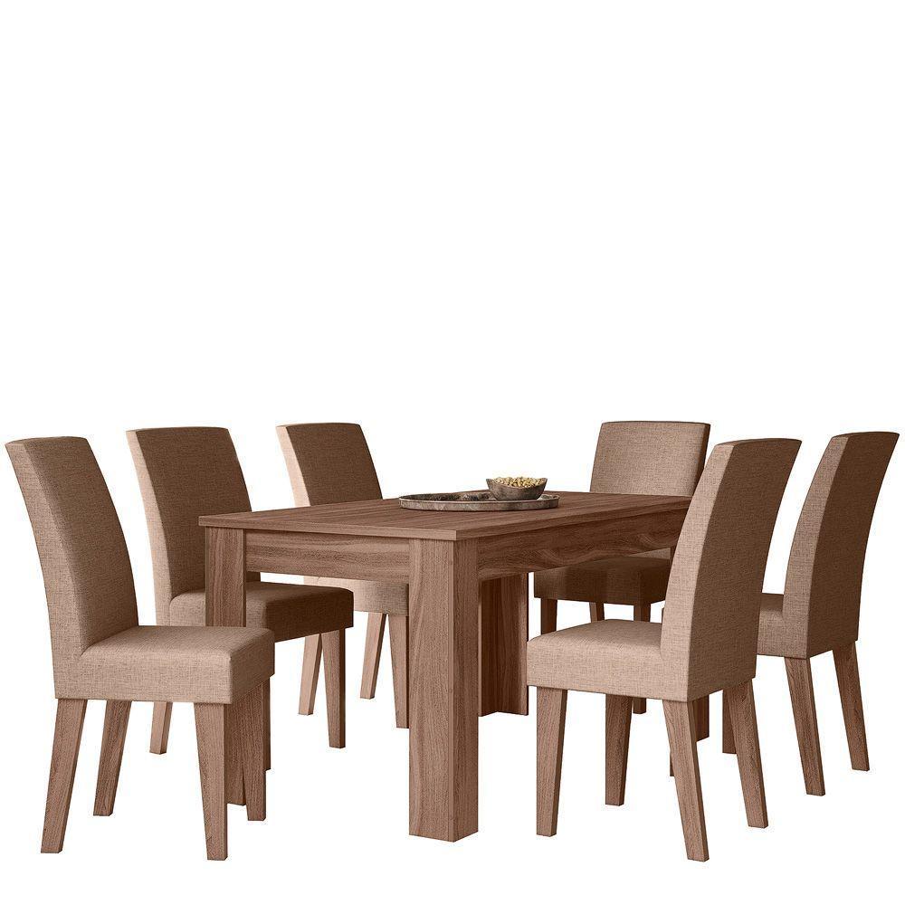 Conjunto Sala De Jantar 1,56 Com 6 Cadeiras Amêndoa 07 - 8