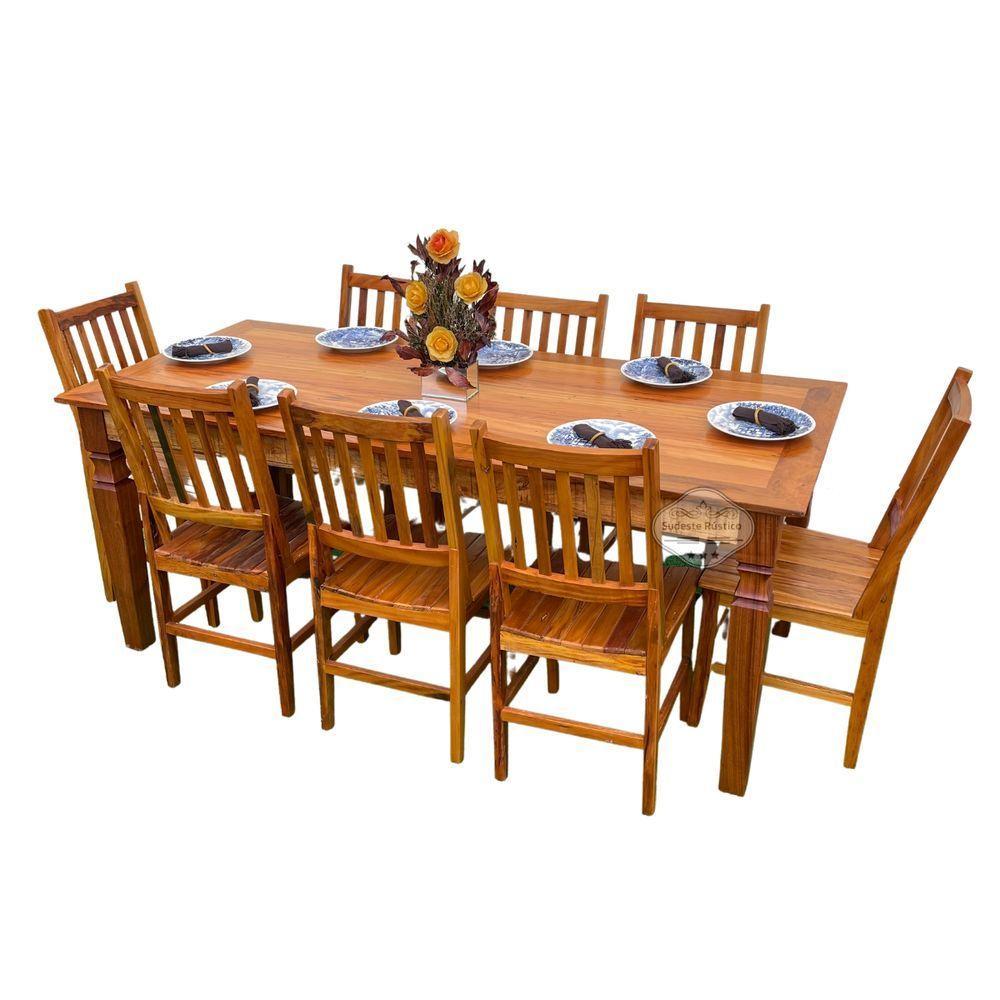 Mesa Madeira De Demolição 2m X 90cm Com 8 Cadeiras Ana Hickmann Sudeste Rústico - 1