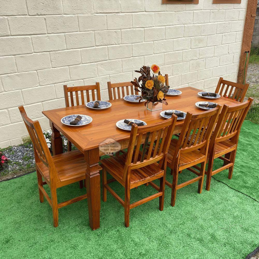Mesa Madeira De Demolição 2m X 90cm Com 8 Cadeiras Ana Hickmann Sudeste Rústico - 9