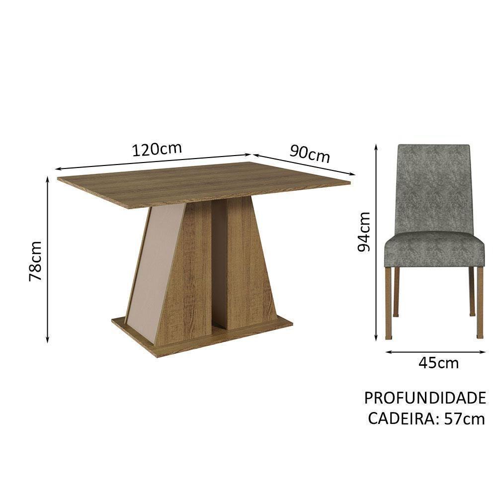 Conjunto Sala De Jantar Mesa Tampo De Madeira 4 Cadeiras Rustic/crema/silver Agnes Madesa Rustic/crema/silver - 2