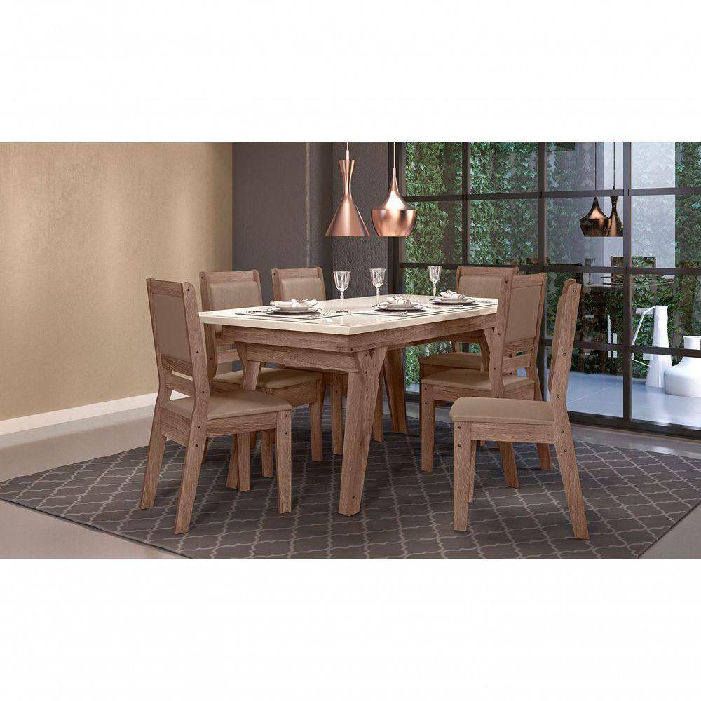 Conjunto Sala De Jantar 1,56 Com 6 Cadeiras Amêndoa 73B - 10