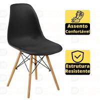 Conjunto Mesa De Jantar Redonda Talia Amadeirada Natural 120cm Com 4 Cadeiras Eames Eiffel - Preto - 2