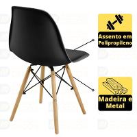 Conjunto Mesa De Jantar Redonda Talia Amadeirada Natural 120cm Com 4 Cadeiras Eames Eiffel - Preto - 4