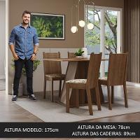 Conjunto Sala De Jantar Mesa Tampo De Madeira 4 Cadeiras Rustic/crema/lírio Bege - 10