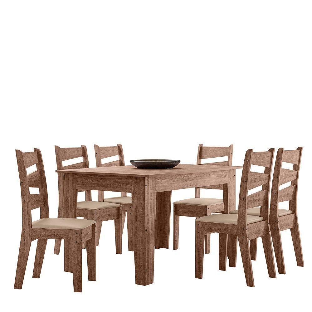 Conjunto Sala De Jantar1,35 Com 6 Cadeiras Amêndoa 51C - 5