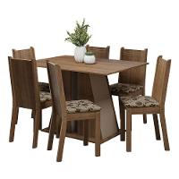 Conjunto Sala De Jantar Mesa Tampo De Madeira 6 Cadeiras Rustic/crema/bege Marrom - 1