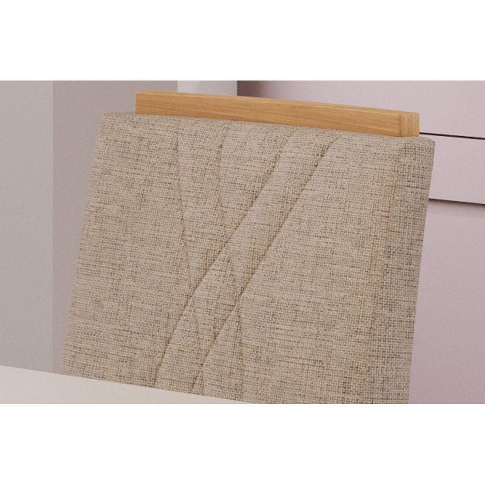 Conjunto: Mesa Sala Jantar Carol c/ Tampo Madeirado c/ Vidro 130cm + 4 Cadeiras Nicole Nature/Off White/Madeira/Nude - Cimol - 4