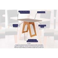 Conjunto: Mesa Sala Jantar Carol c/ Tampo Madeirado c/ Vidro 130cm + 4 Cadeiras Nicole Nature/Off White/Madeira/Nude - Cimol - 2