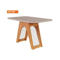 Conjunto: Mesa Sala Jantar Carol c/ Tampo Madeirado c/ Vidro 130cm + 4 Cadeiras Nicole Nature/Off White/Madeira/Nude - Cimol - 3