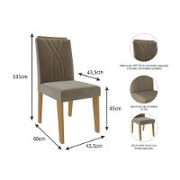 Conjunto: Mesa Sala Jantar Carol c/ Tampo Madeirado c/ Vidro 130cm + 4 Cadeiras Nicole Nature/Off White/Madeira/Nude - Cimol - 6