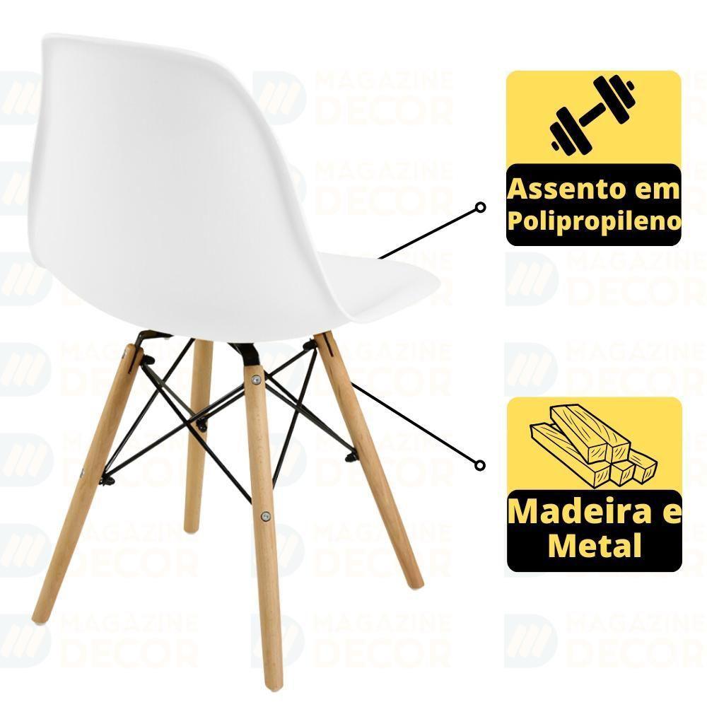 Conjunto Mesa De Jantar Redonda Talia Amadeirada Natural 120cm Com 4 Cadeiras Eames Eiffel - Branco - 2