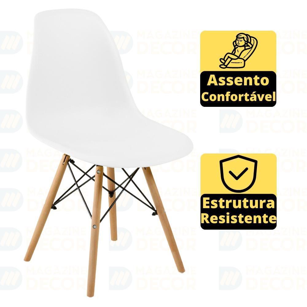 Conjunto Mesa De Jantar Redonda Talia Amadeirada Natural 120cm Com 4 Cadeiras Eames Eiffel - Branco - 3