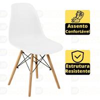 Conjunto Mesa De Jantar Redonda Talia Amadeirada Natural 120cm Com 4 Cadeiras Eames Eiffel - Branco - 3