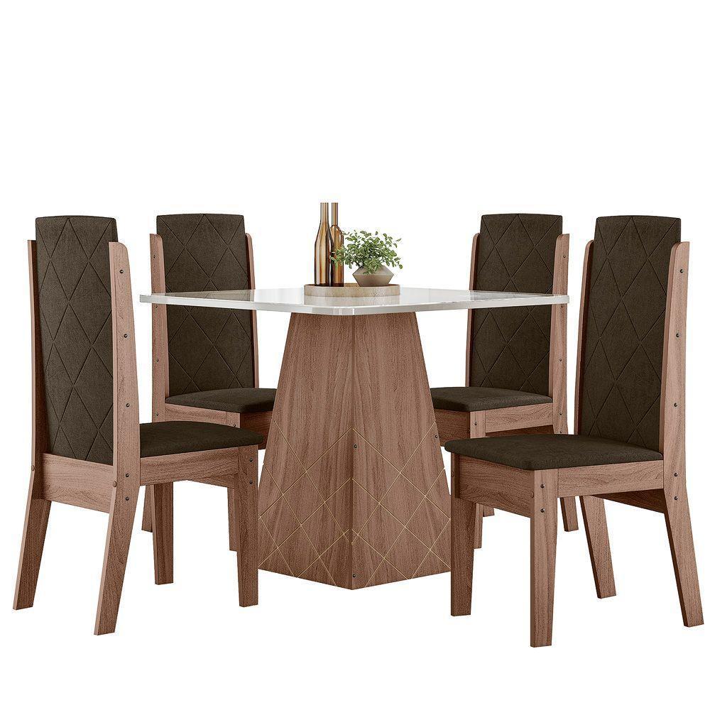 Conjunto De Sala De Jantar 0,90 Com 4 Cadeiras Amêndoa 69B - 4