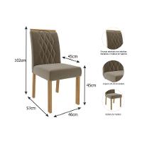 Conjunto: Mesa Sala Jantar Patrícia c/ Tampo Madeirado 160cm + 6 Cadeiras Juliana Madeira/Suede Joli - Cimol - 6