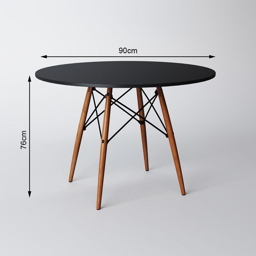 Mesa De Jantar Com 4 Cadeiras 2 Pretas E 2 Brancas Eames 90Cm Tampo Preto Base Madeira - Up Home - 7