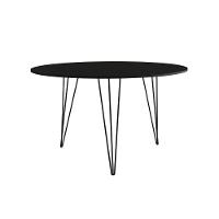 Mesa Jantar Redonda 110Cm Preta Clips 3 Pés Com 4 Cadeiras Eames Eiffel Pretas Ferro Preto - 2