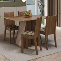 Conjunto Sala De Jantar Mesa Tampo De Madeira 4 Cadeiras Rustic/crema/bege Marrom Marilyn Madesa Rustic/crema/bege Marrom - 2