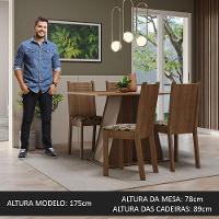 Conjunto Sala De Jantar Mesa Tampo De Madeira 4 Cadeiras Rustic/crema/bege Marrom Marilyn Madesa Rustic/crema/bege Marrom - 9