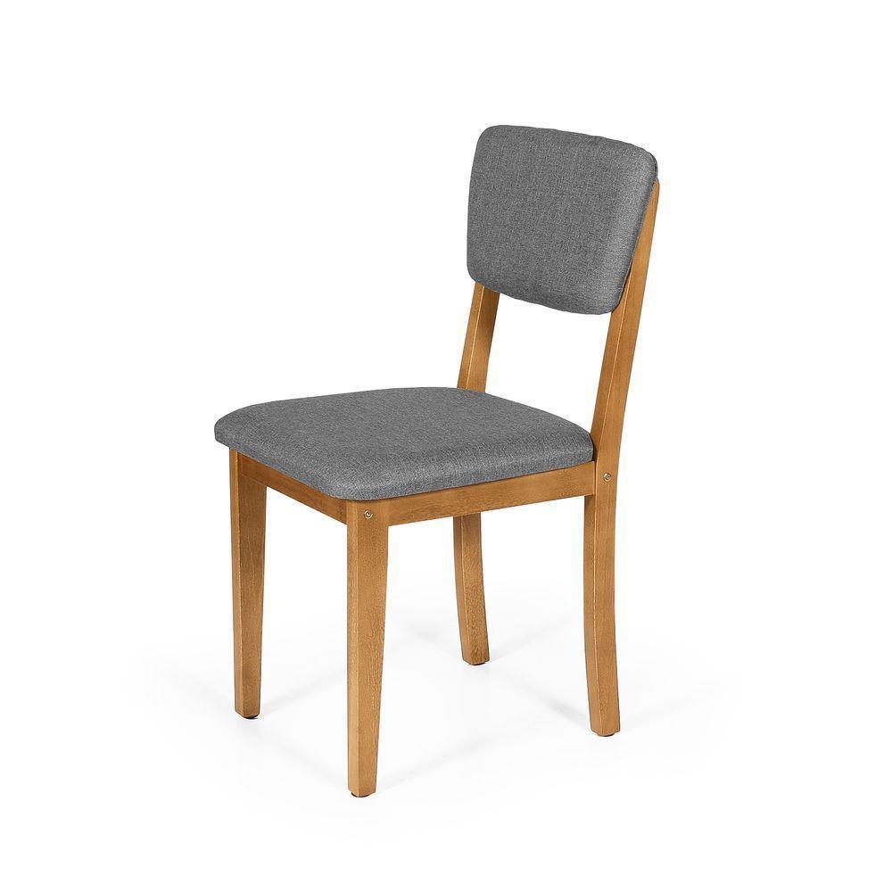 Mesa De Jantar Redonda Gabi Bran/nor Com 4 Cadeiras Estofadas Ella Cinza Escuro - 3