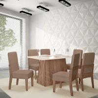 Conjunto Sala De Jantar Gaia 1,35 Com 6 Cadeiras Amêndoa 73B - 2