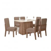 Conjunto Sala De Jantar Gaia 1,35 Com 6 Cadeiras Amêndoa 73B - 9